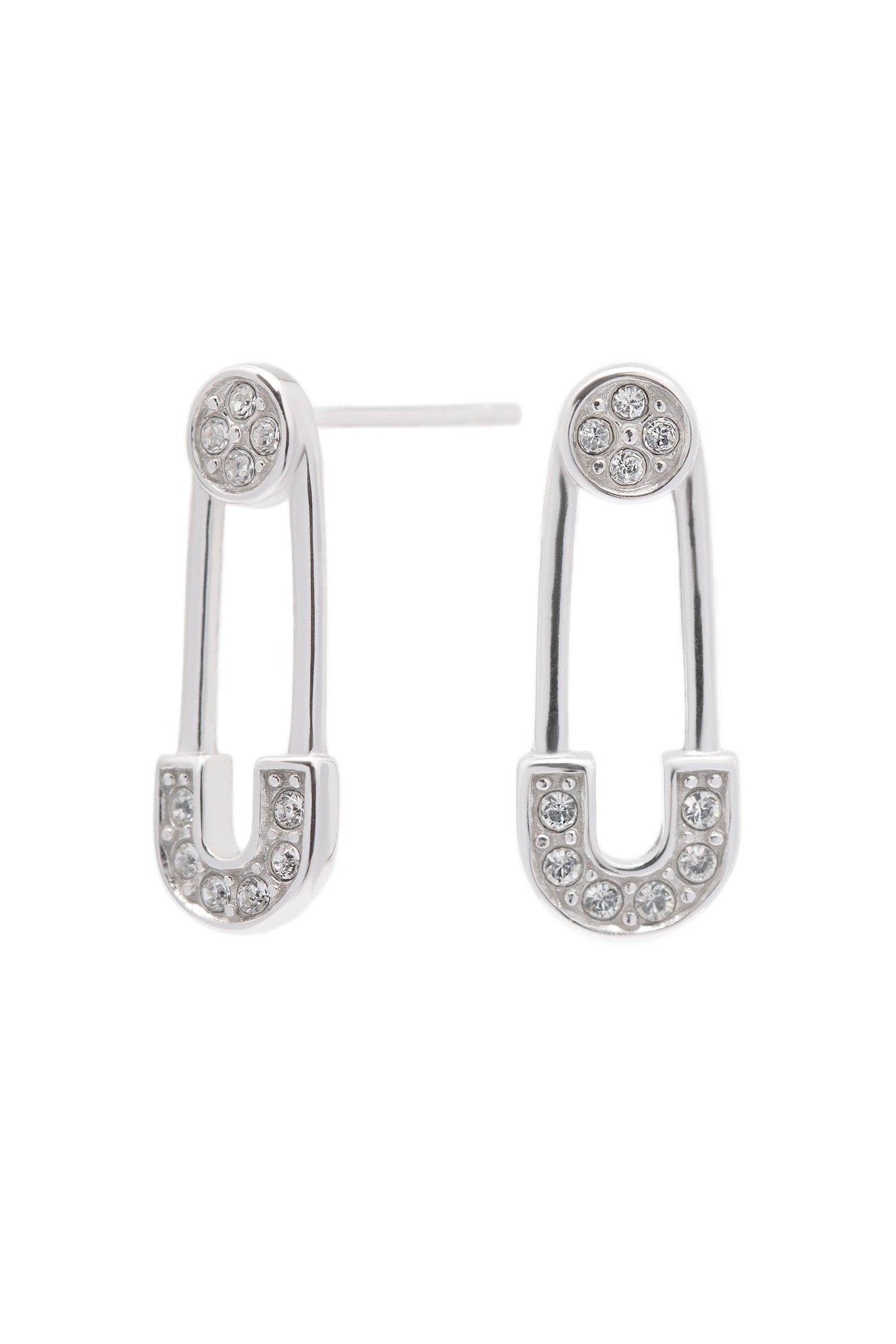 Rhodium plated Earrings with Crystals CE0098 - COCOMELODY